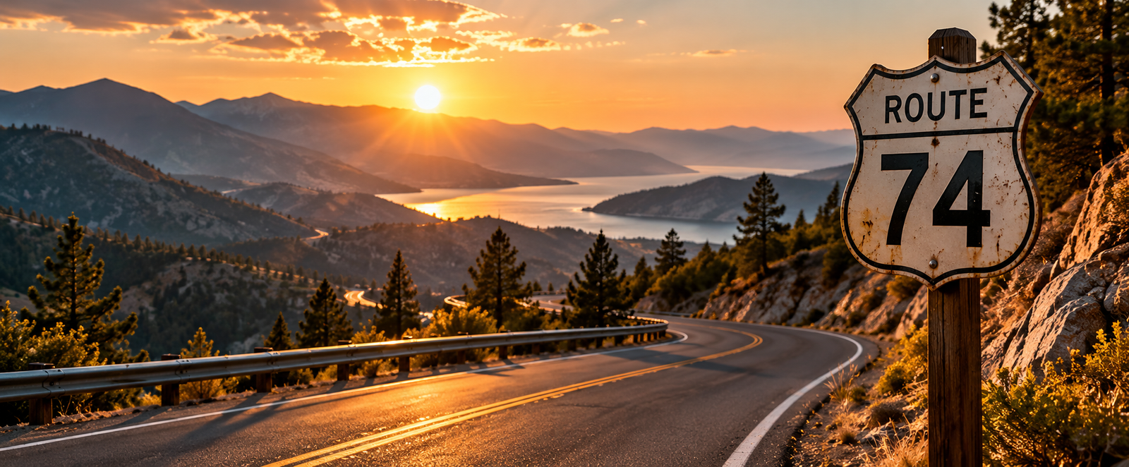 Open road at sunset